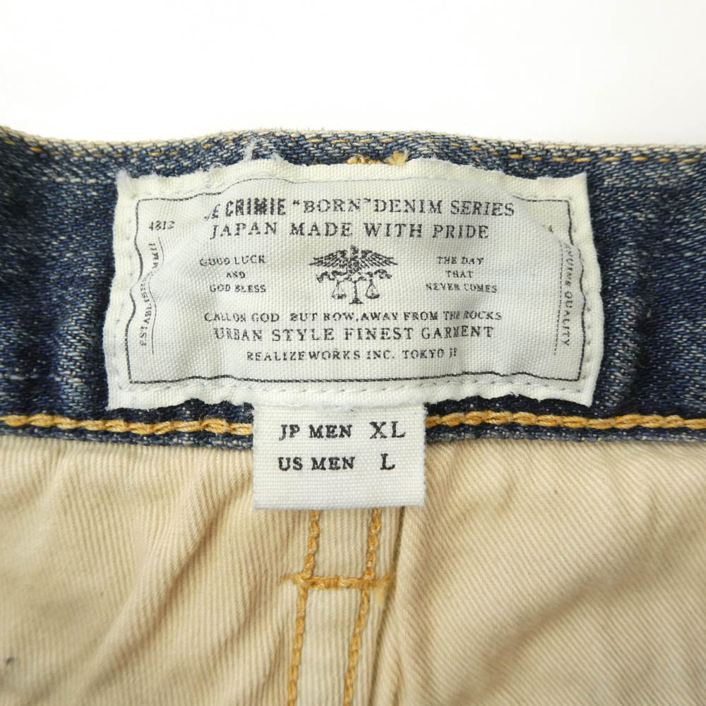 CRIMIE クライミー CRA1-BF2N-PT02 ダメージ加工 テーパード デニム パンツ インディゴブルー系 XL【中古】