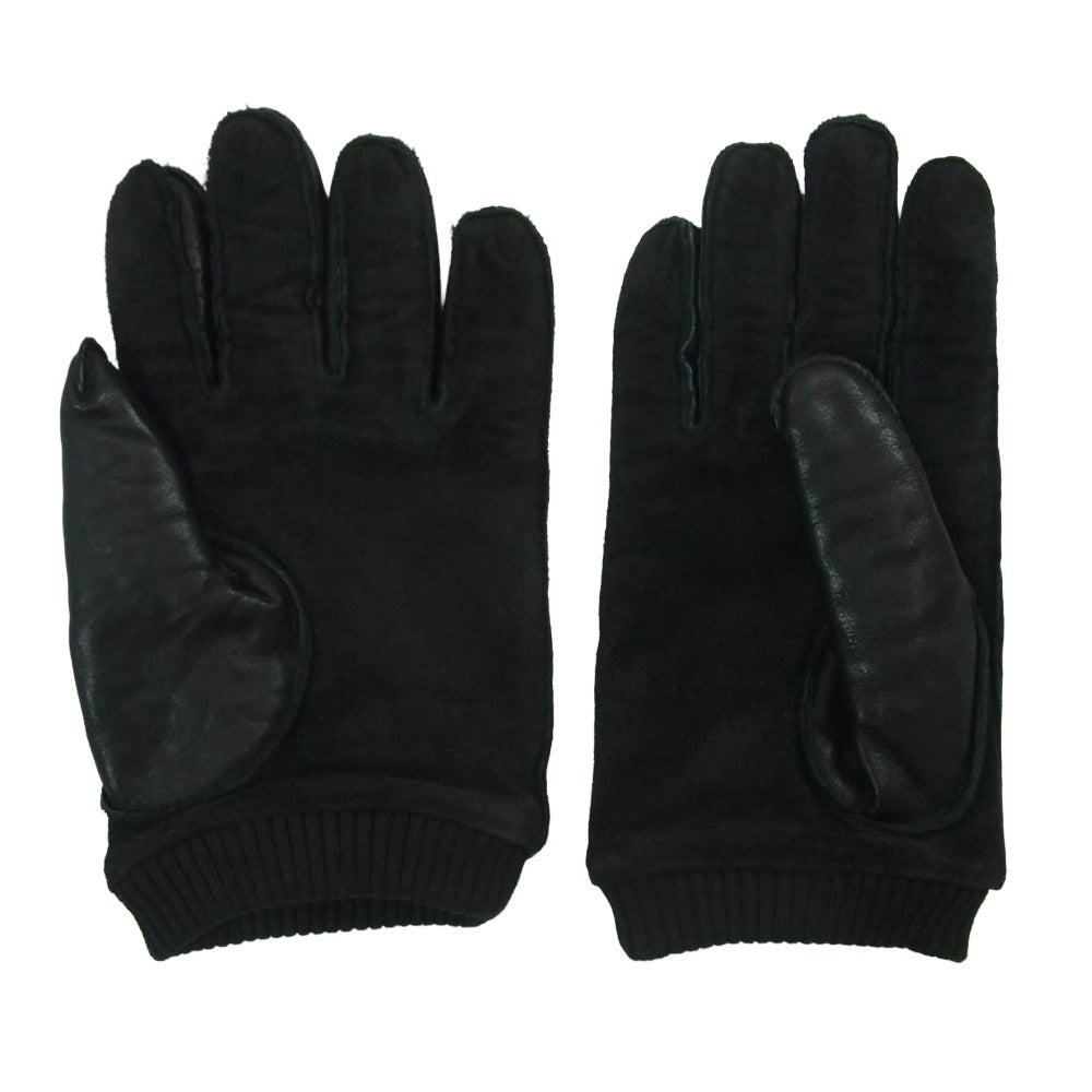 NEIGHBORHOOD ネイバーフッド 22AW LEATHER PANEL GLOVE ロゴプリント レザー グローブ 手袋 ブラック系 M【中古】