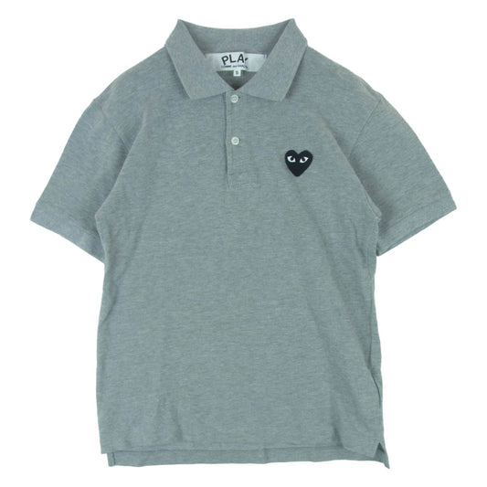 PLAY COMME des GARCONS プレイコムデギャルソン AD2011 AZ-T078 ハートワッペン付 コットン 半袖 ポロシャツ グレー系 S【中古】