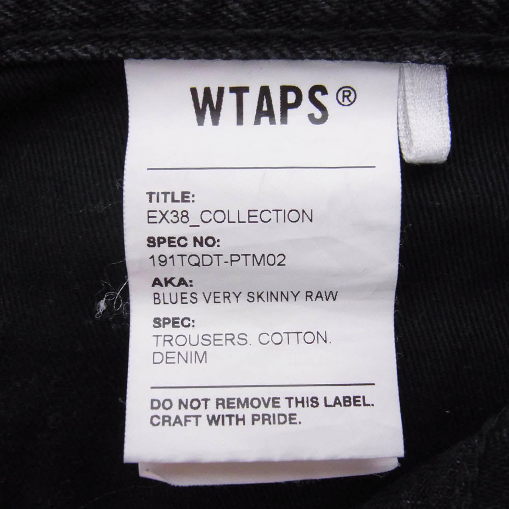 WTAPS ダブルタップス 19SS 191TQDT-PTM02 BLUES VERY SKINNY RAW TROUSERS COTTON DENIM ブルース ベリー スキニー ロー デニムパンツ ブラック系 X03【中古】