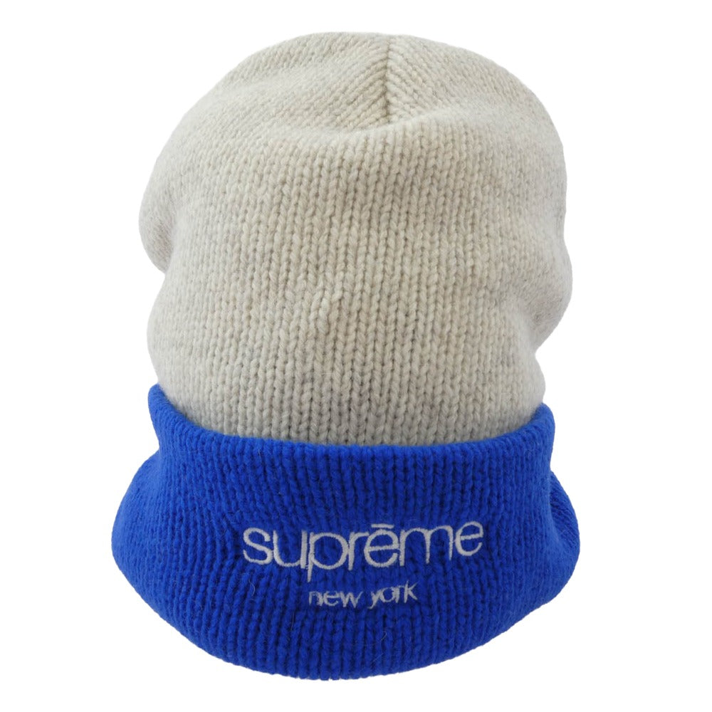Supreme シュプリーム 25AW Radar Beanie クラシックロゴ レーダー ビーニー つば付 ニットキャップ ブルー系 オフホワイト系【新古品】【未使用】【中古】
