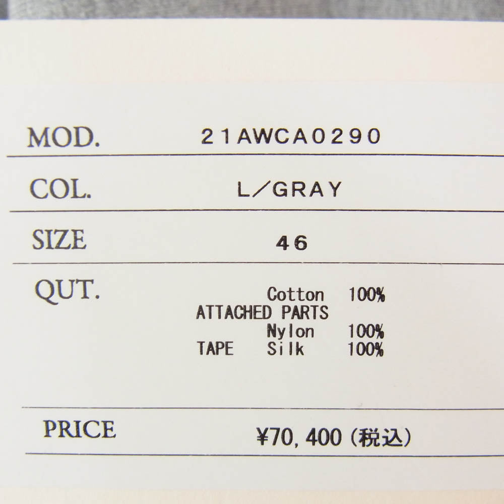 カンタータ 21AW 21AWCA0290 Fluffy Flight Parka ドッキング フルジップ パーカー フーディー グレー系 46【極上美品】【中古】