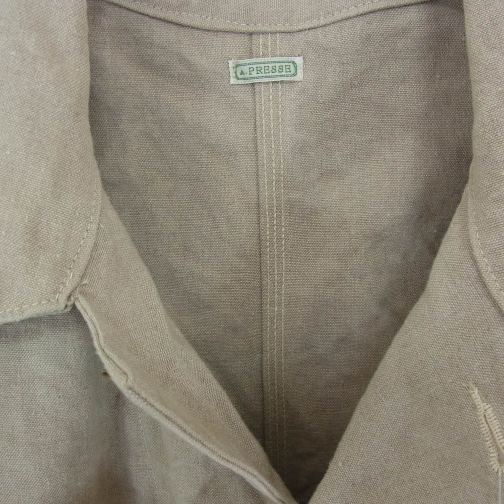 A.PRESSE アプレッセ 23SS 23SAP-01-01M Coverall Jacket カバーオールジャケット エクリュ ベージュ系 2【極上美品】【中古】