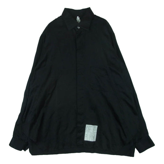 ソウシオオツキ SBRSSH01 KIMONO BREASTED SHIRTS シルク コットン キモノ ブレステッド 長袖 シャツ ブラック系 46【中古】