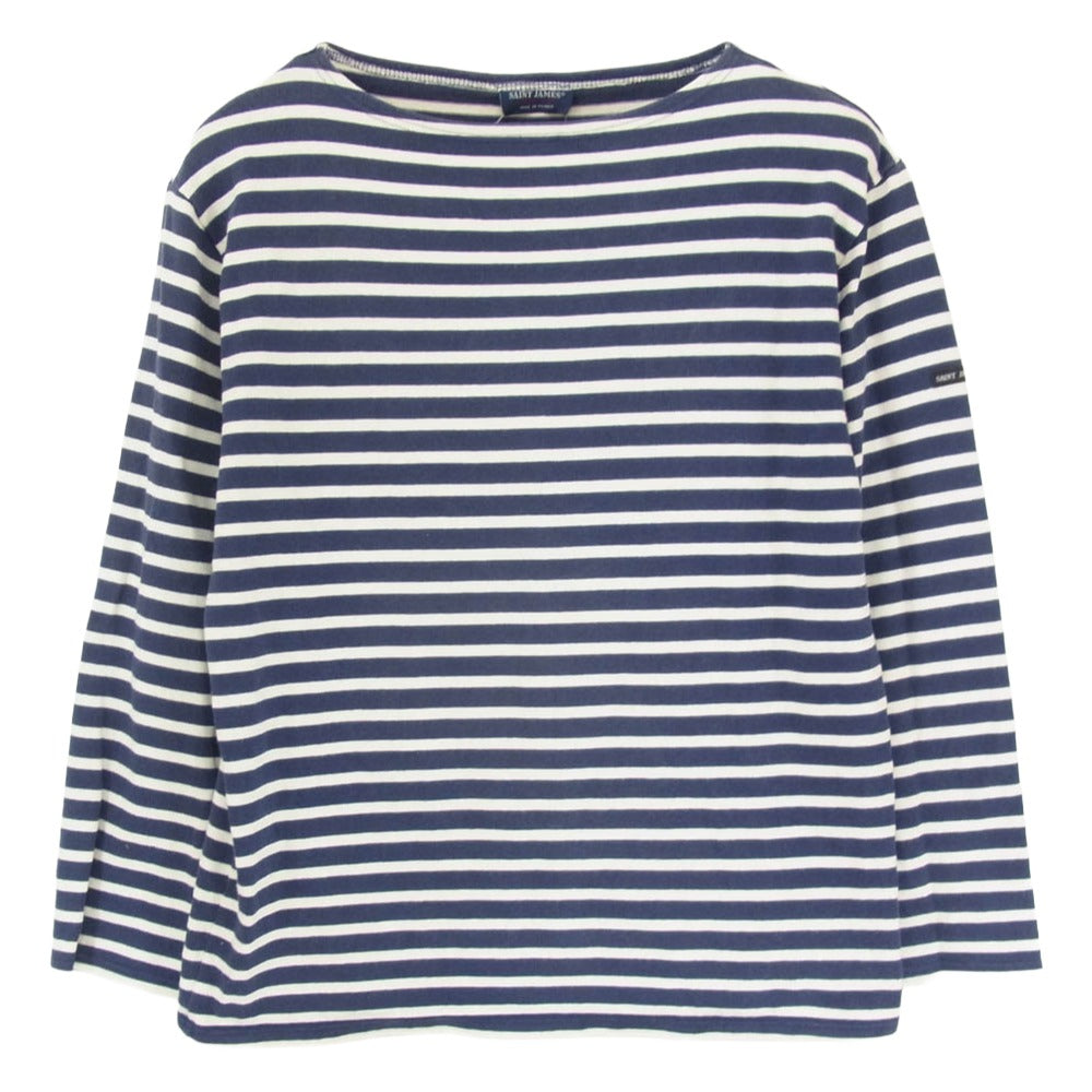 SAINT JAMES セントジェームス ボーダー バスクシャツ 長袖カットソー ブルー ネイビー系 ML【中古】