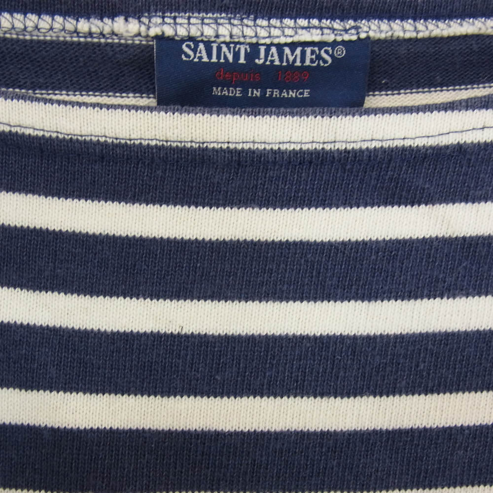 SAINT JAMES セントジェームス ボーダー バスクシャツ 長袖カットソー ブルー ネイビー系 ML【中古】