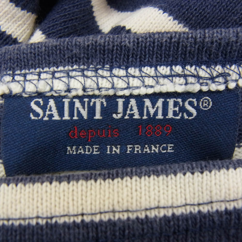 SAINT JAMES セントジェームス ボーダー バスクシャツ 長袖カットソー ブルー ネイビー系 ML【中古】
