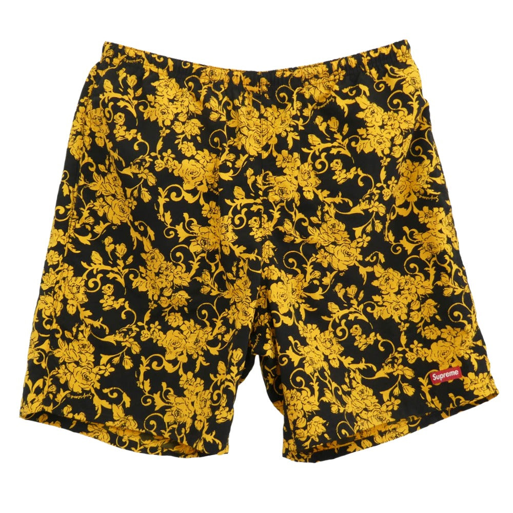 Supreme シュプリーム 20SS Nylon Water Short スイム ショーツ ショート パンツ 総柄 ナイロン ハーフパンツ ブラック系 イエロー系 M【中古】