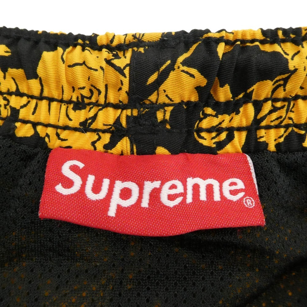 Supreme シュプリーム 20SS Nylon Water Short スイム ショーツ ショート パンツ 総柄 ナイロン ハーフパンツ ブラック系 イエロー系 M【中古】