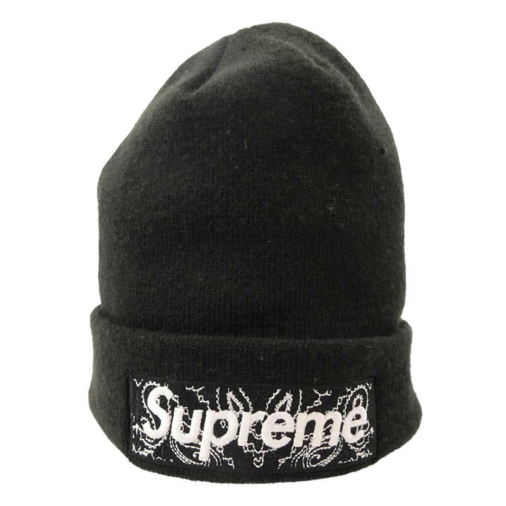 Supreme シュプリーム 19AW × New Era Bandana Box Logo Beanie バンダナ ボックスロゴ ビーニー ニット キャップ ブラック系【中古】