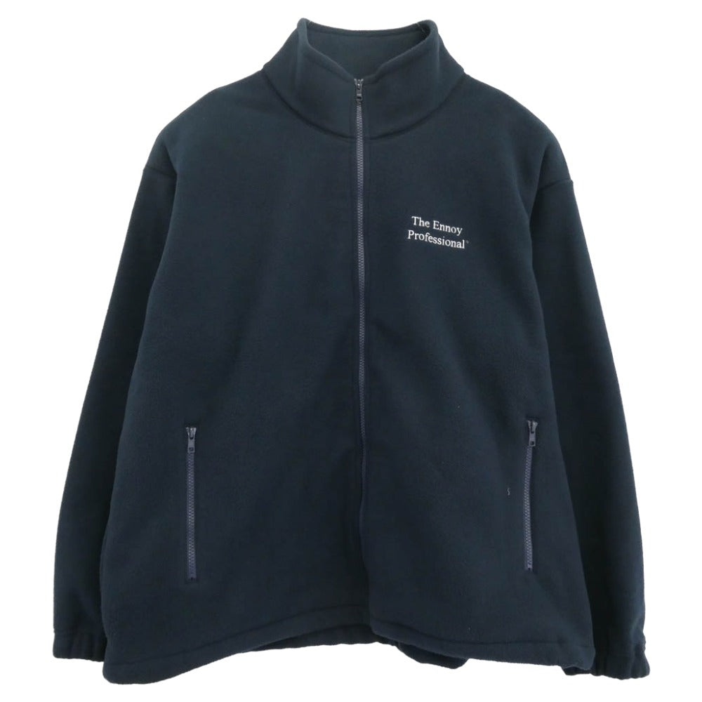 The Ennoy Professional ザ エンノイ プロフェッショナル 25AW AW25BRENJK02LP PROFESSIONAL ロゴ刺繍 ジップ フリース ジャケット ネイビー系 L【中古】