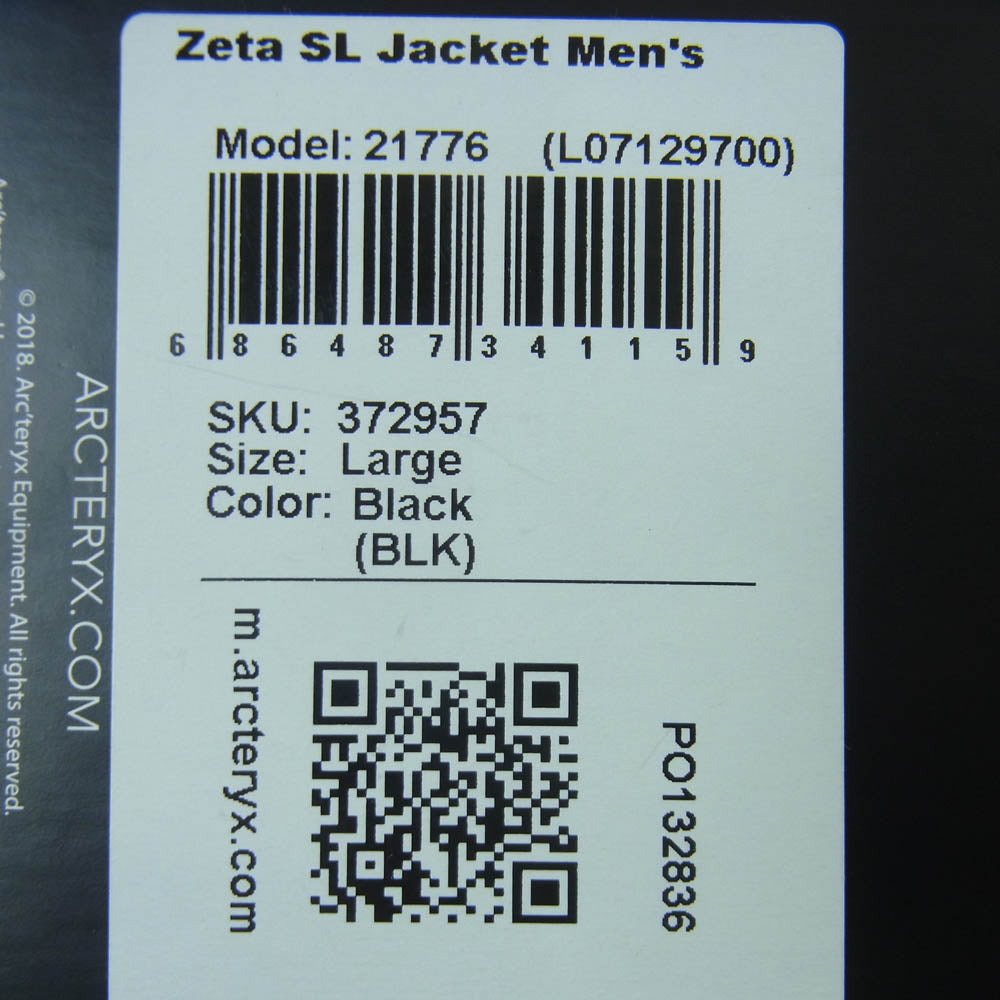 ARC'TERYX アークテリクス 21776 ZETA SL JACKET ゼータ SL ジャケット マウンテン パーカー 中国製 ブラック系 L【中古】