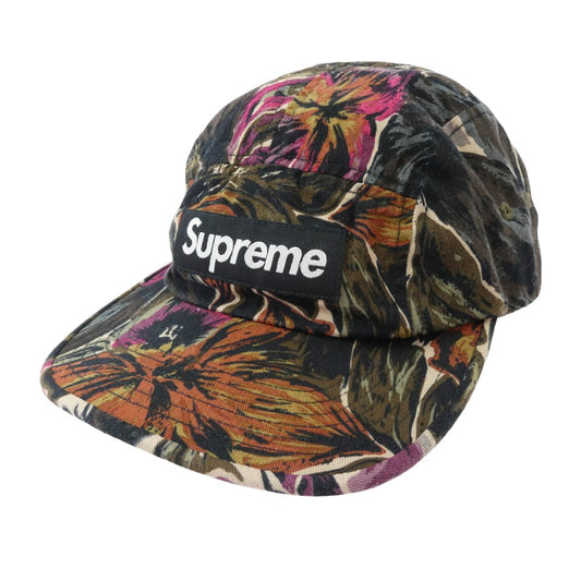 Supreme シュプリーム 17aw Painted Floral Camp Cap Olive フローラル キャンプ キャップ ブラック系 マルチカラー系【中古】