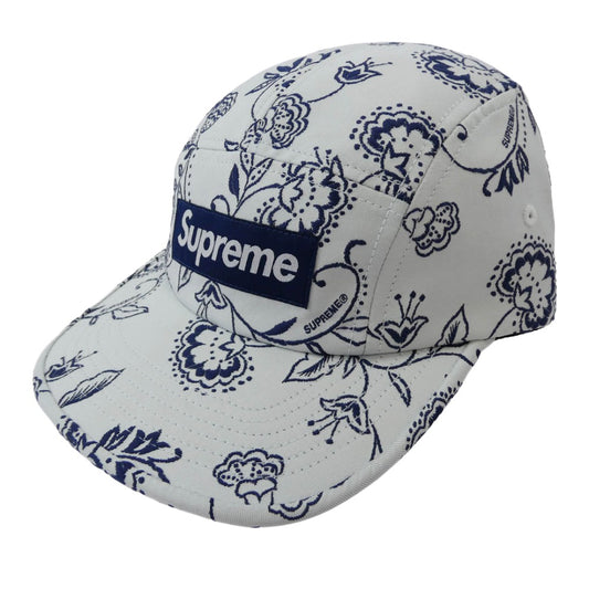 Supreme シュプリーム 25ss Floral Jacquard Camp Cap フローラル ジャガード キャップ ホワイト系 ブルー系【中古】
