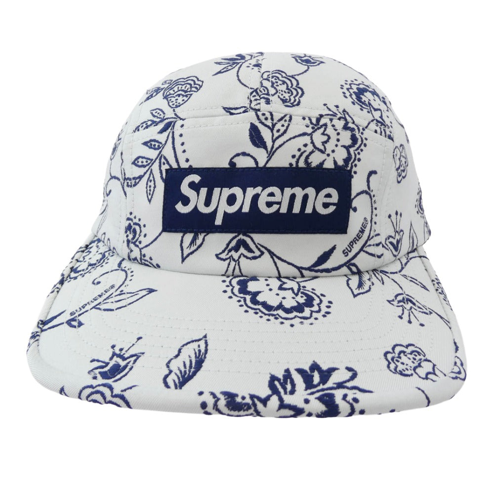 Supreme シュプリーム 25ss Floral Jacquard Camp Cap フローラル ジャガード キャップ ホワイト系 ブルー系【中古】