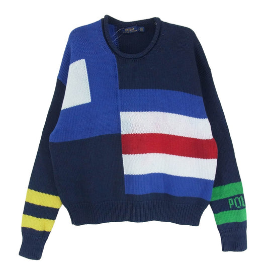 POLO RALPH LAUREN ポロ・ラルフローレン クルーネック マルチカラー ニット M ネイビー系 M【中古】