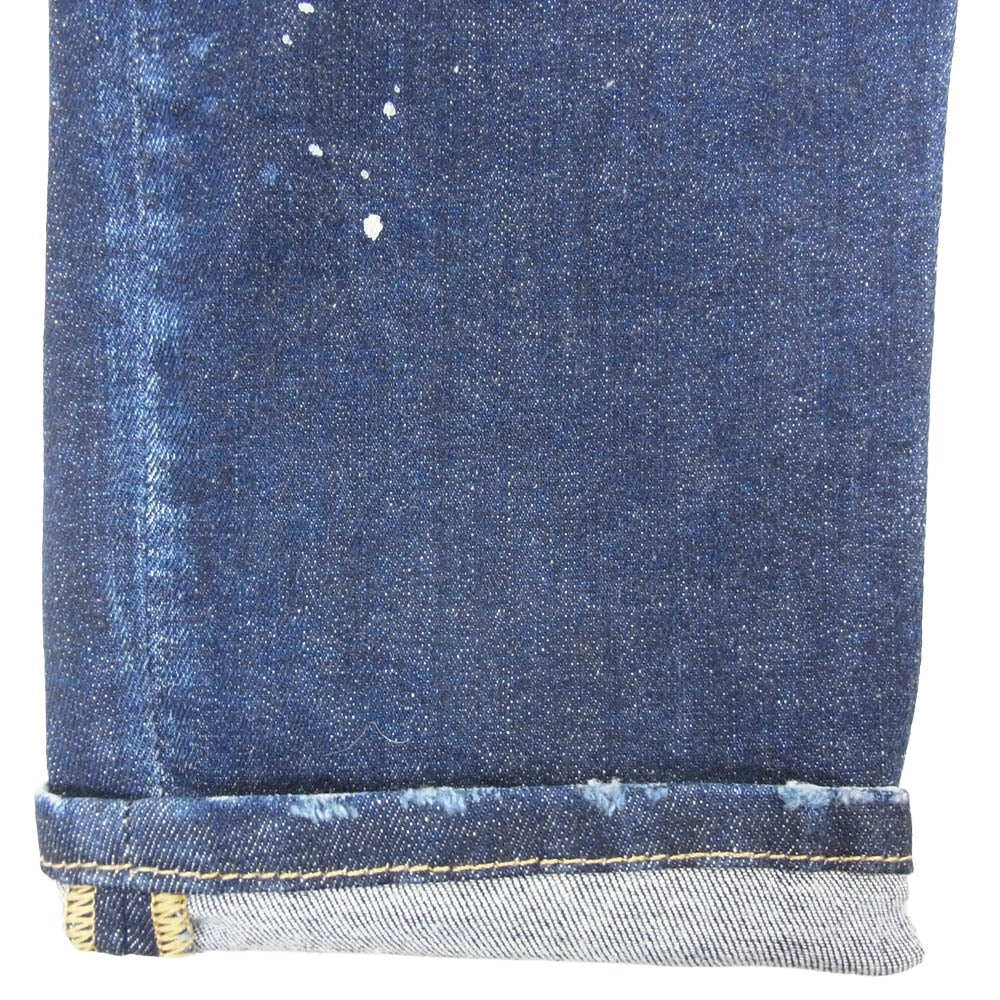 DSQUARED2 ディースクエアード S72LB0436 Super Twinky Jean スーパーツインキー ドリップペイント ダメージ リペア加工 デニム ストレッチ スキニー スリム パンツ インディゴブルー系 38【中古】