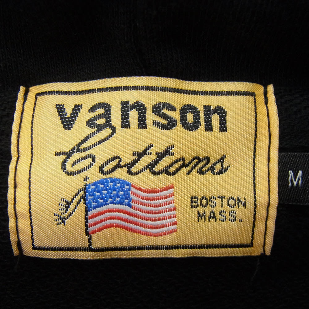 VANSON バンソン SCULL FULLZIP PARKA スカル ロゴ刺繍 フルジップ パーカー ブラック系 M【中古】