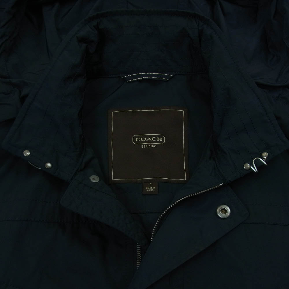 COACH コーチ M-65 フィールド ジャケット ポリエステル 羊革 中国製 ダークネイビー系 S【中古】