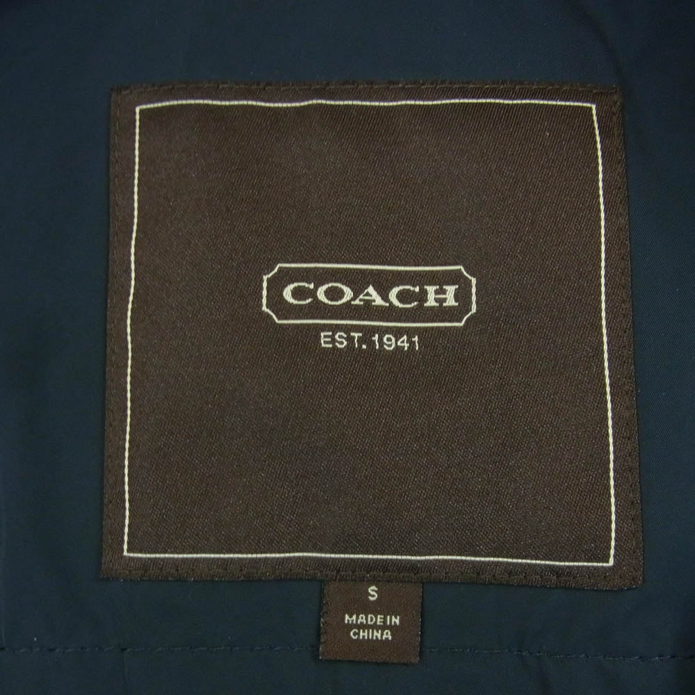COACH コーチ M-65 フィールド ジャケット ポリエステル 羊革 中国製 ダークネイビー系 S【中古】