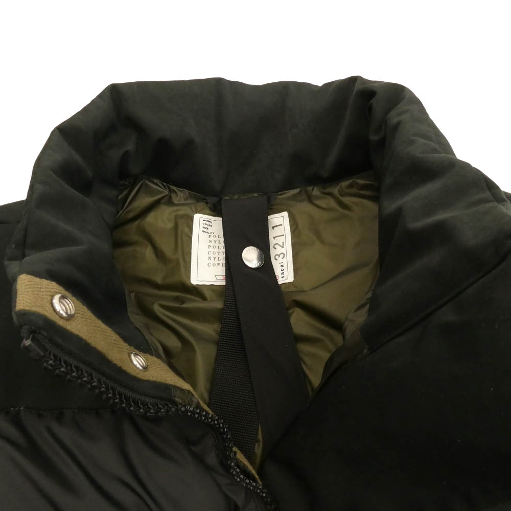 Sacai サカイ 23AW 23-03211M Faux Suede Mix Vest フェイクスエード パテッド ベスト ブラック系 2【中古】 Sacai サカイ 23AW 23-03211M Faux Suede Mix Vest フェイクスエード