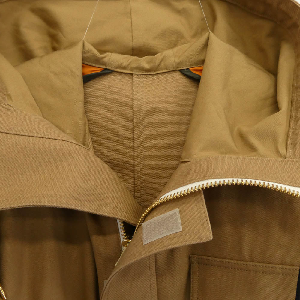 Sacai サカイ 24SS 24-07190 × Carhartt WIP カーハート Duck Nylon Twill Coat ダック ナイロンツイル コート モッズコート ライトブラウン系【中古】