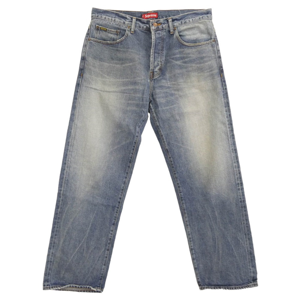 Supreme シュプリーム 24AW Distressed Loose Fit Selvedge Jean ディストレスド ユーズド加工 バギー ジーンズ デニムパンツ インディゴブルー系 34【中古】