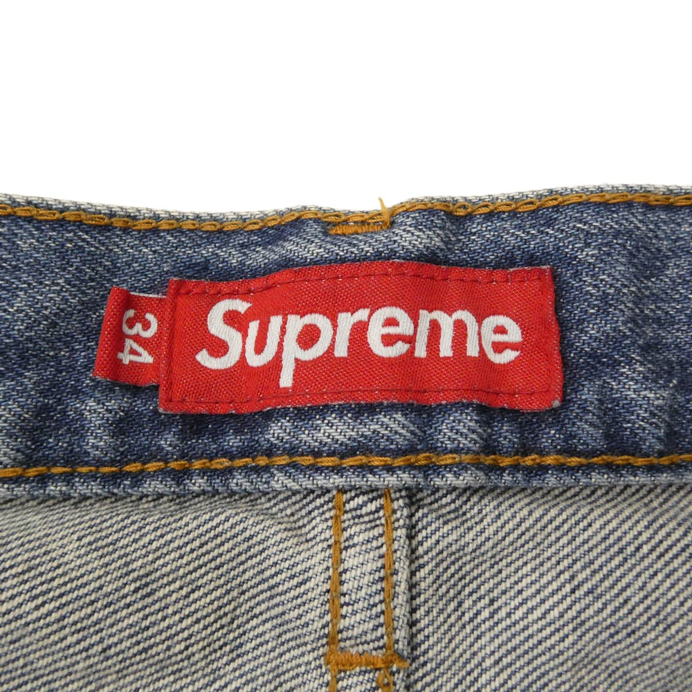Supreme シュプリーム 24AW Distressed Loose Fit Selvedge Jean ディストレスド ユーズド加工 バギー ジーンズ デニムパンツ インディゴブルー系 34【中古】