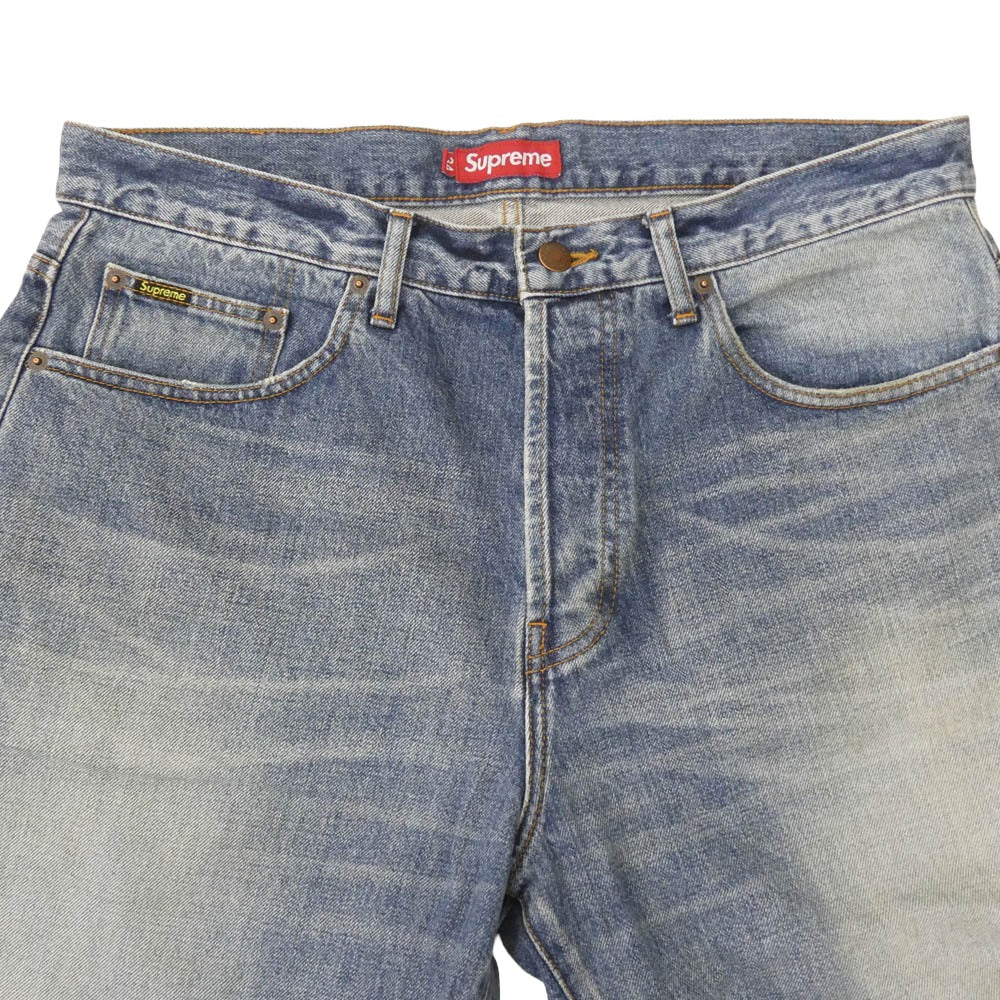 Supreme シュプリーム 24AW Distressed Loose Fit Selvedge Jean ディストレスド ユーズド加工 バギー ジーンズ デニムパンツ インディゴブルー系 34【中古】