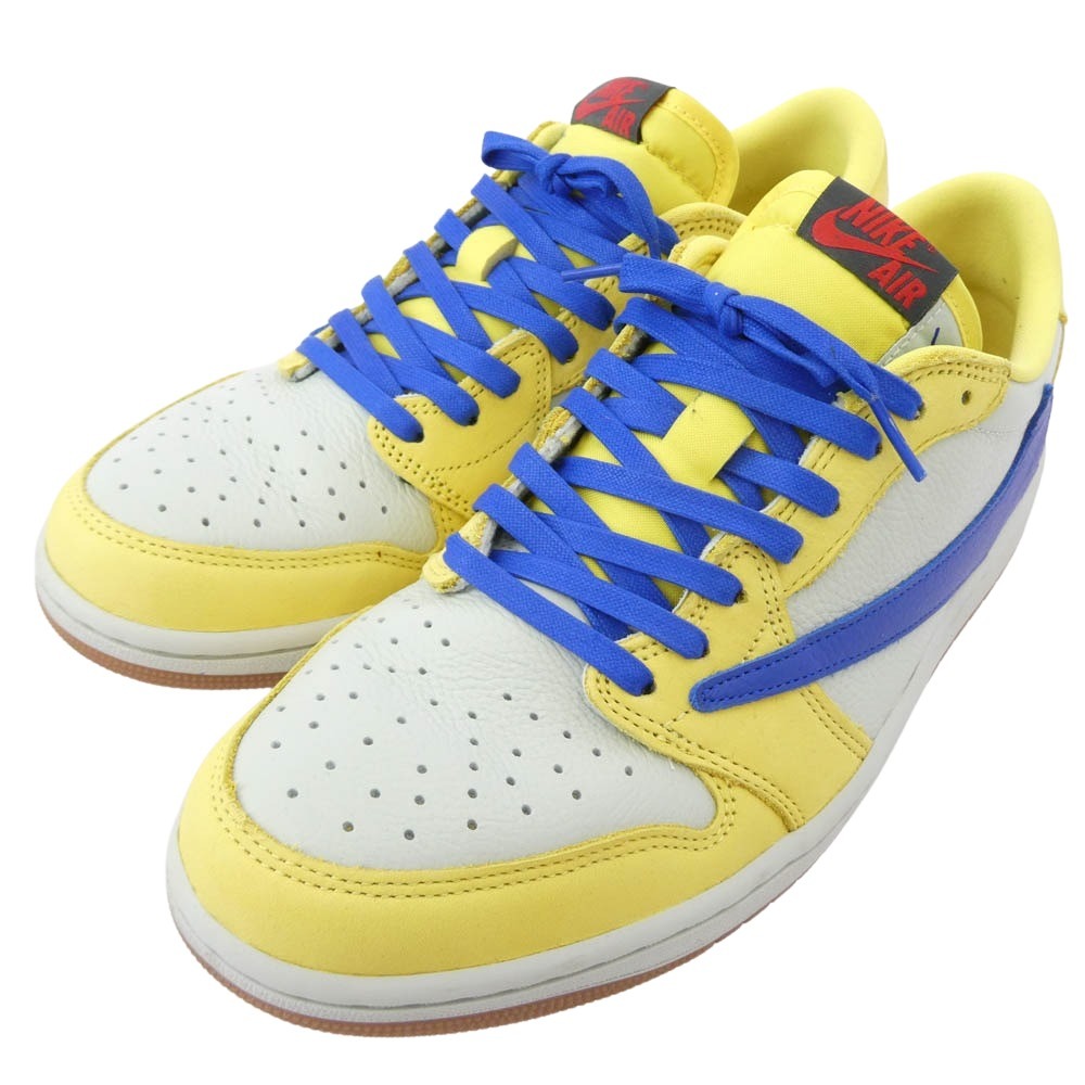 NIKE ナイキ DZ4137-700 【フェイクバスターズ鑑定済】 × Travis Scott トラヴィススコット Air Jordan 1 Retro Low OG Canary エアジョーダン1 レトロ カナリー ローカットスニーカー イエロー系 ホワイト系 29cm【中古】