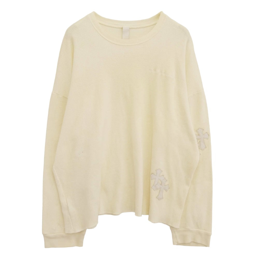 CHROME HEARTS クロムハーツ（原本無） Y NOT クロス パッチ サーマル 長袖 カットソー オフホワイト系 M【中古】