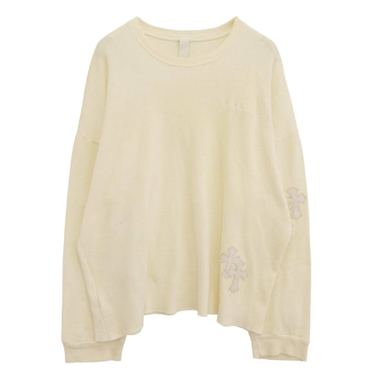 CHROME HEARTS クロムハーツ（原本無） Y NOT クロス パッチ サーマル 長袖 カットソー オフホワイト系 M【中古】