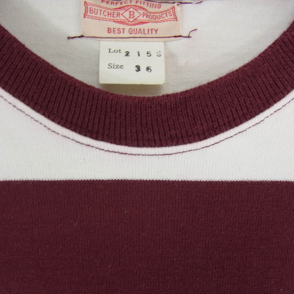 BUTCHER PRODUCTS ブッチャープロダクツ 215S ボーダー 半袖 Ｔシャツ エンジ系 36【中古】