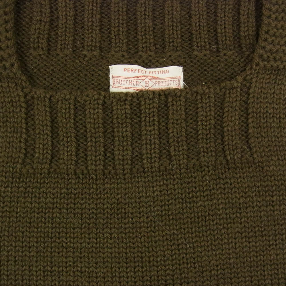 BUTCHER PRODUCTS ブッチャープロダクツ knit best リブ ニット ベスト カーキ系 36【中古】