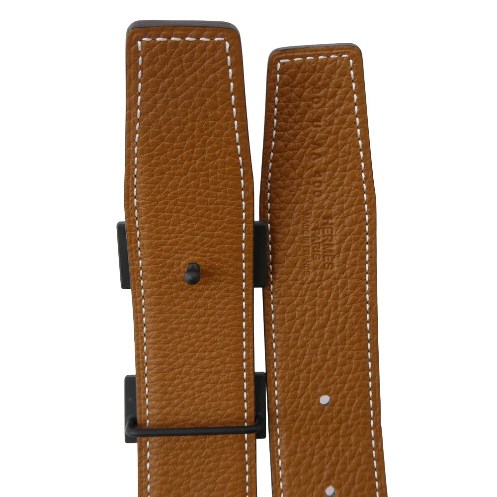 HERMES エルメス Hバックル コンスタンス リバーシブル ベルト U 刻印 ブラック系 80【極上美品】【中古】