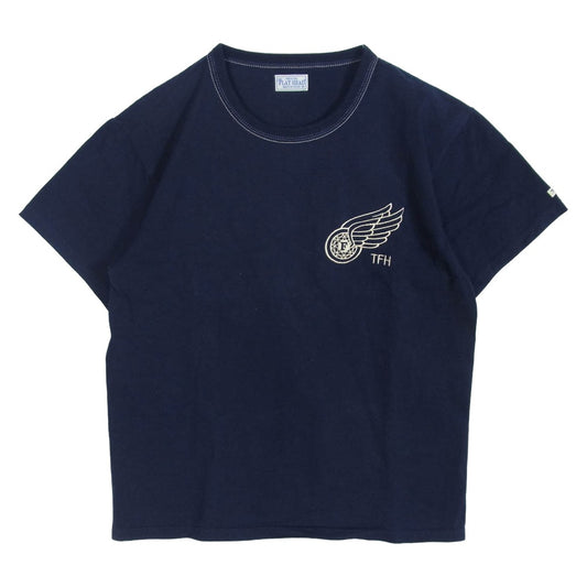 THE FLAT HEAD ザフラットヘッド 刺繍 半袖 Tシャツ ネイビー系 40【中古】