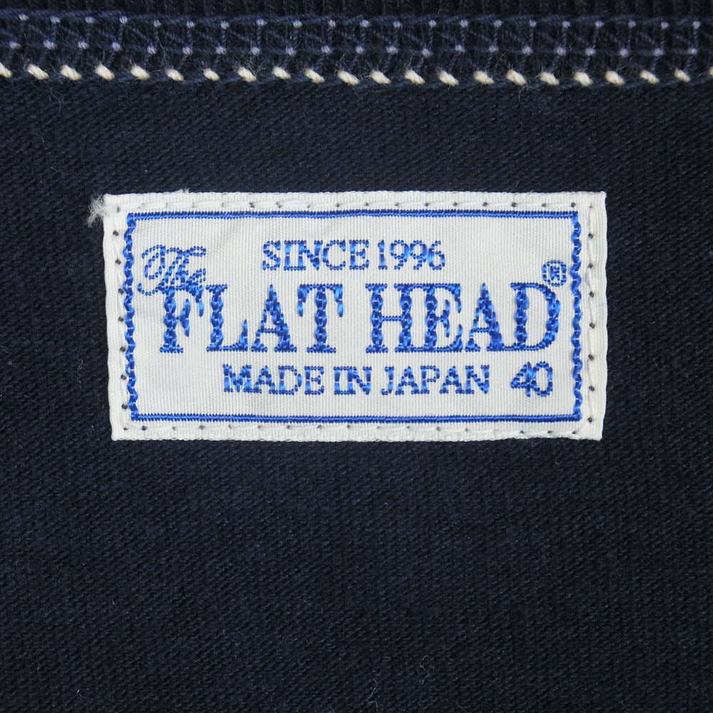 THE FLAT HEAD ザフラットヘッド 刺繍 半袖 Tシャツ ネイビー系 40【中古】