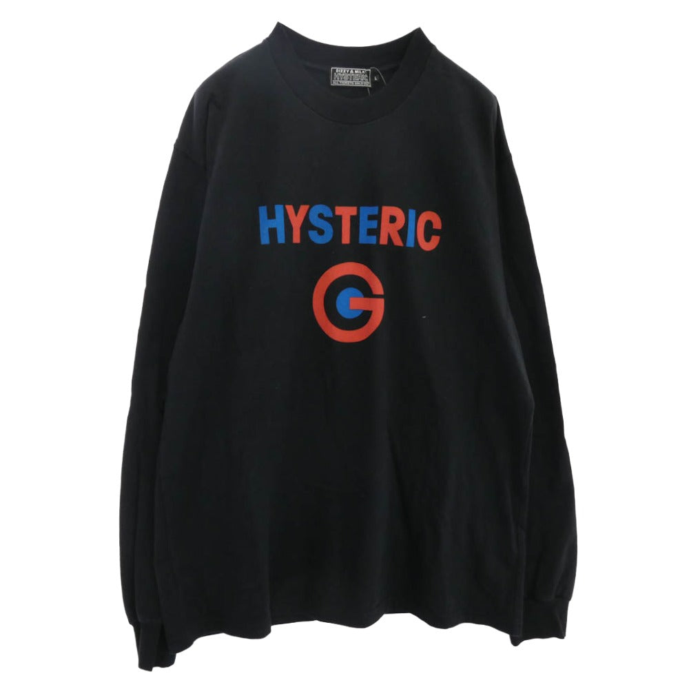 HYSTERIC GLAMOUR ヒステリックグラマー 25AW 02253CL05 HYSTERIC G モック ネック 長袖 Tシャツ ブラック系 L【美品】【中古】