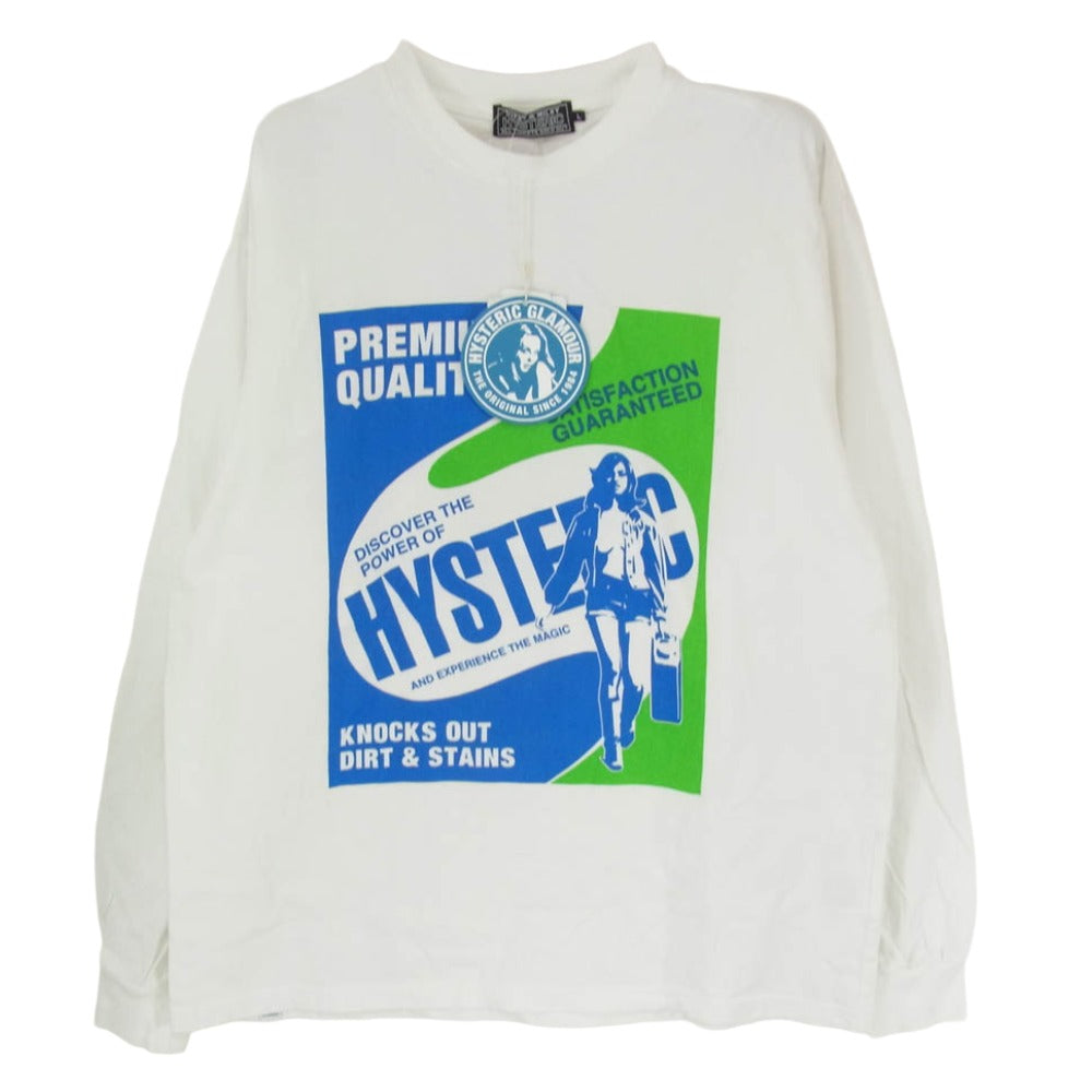 HYSTERIC GLAMOUR ヒステリックグラマー 25AW 02253CL11 HYSTERIC DETERGENT 長袖 Tシャツ ホワイト系 L【美品】【中古】