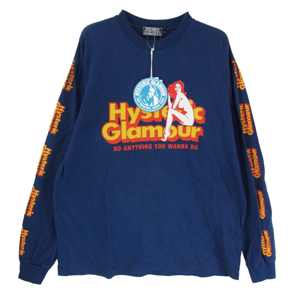 HYSTERIC GLAMOUR ヒステリックグラマー 25AW 02253CL02 DO ANYTHING 長袖 Tシャツ ネイビー系 L【美品】【中古】