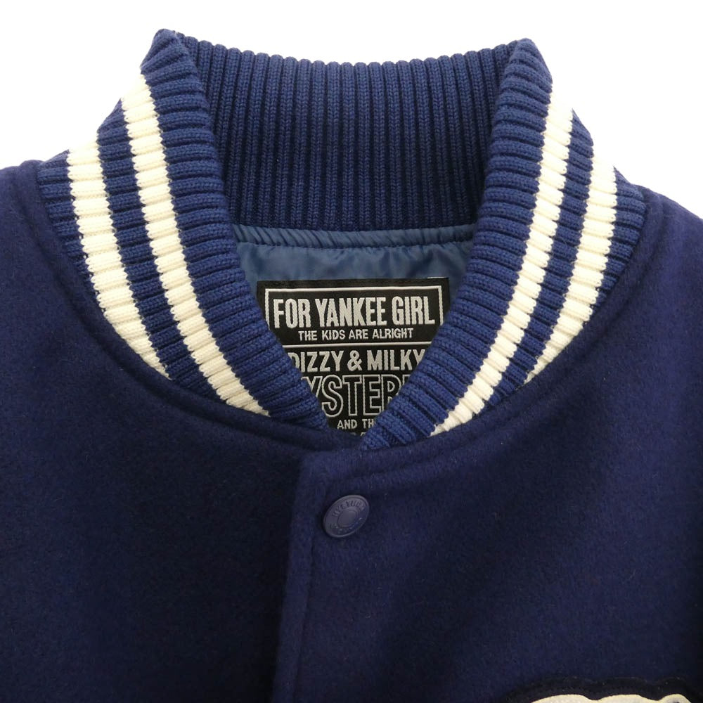 HYSTERIC GLAMOUR ヒステリックグラマー 25AW 02253AB04 SPEAK NO EVIL ワッペン スタジャン ジャケット ネイビー系 L【新古品】【未使用】【中古】