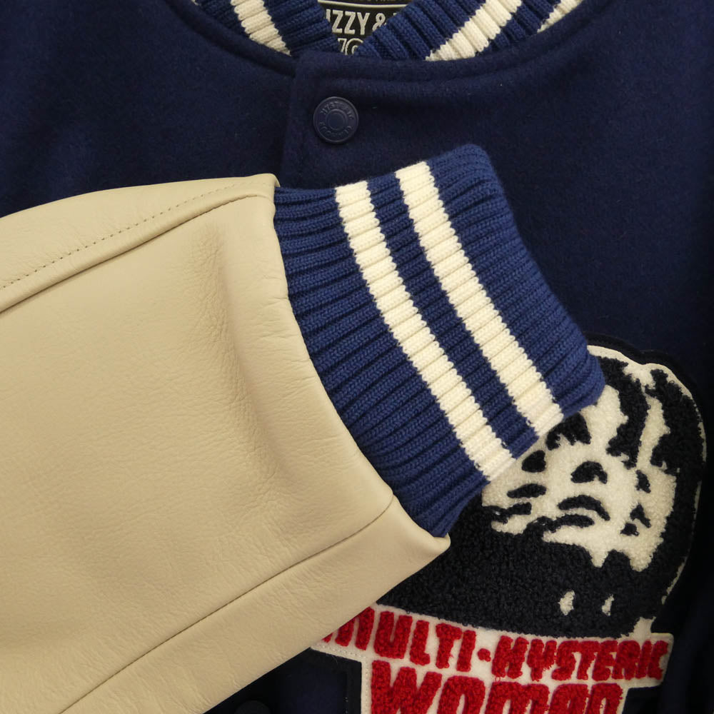 HYSTERIC GLAMOUR ヒステリックグラマー 25AW 02253AB04 SPEAK NO EVIL ワッペン スタジャン ジャケット ネイビー系 L【新古品】【未使用】【中古】