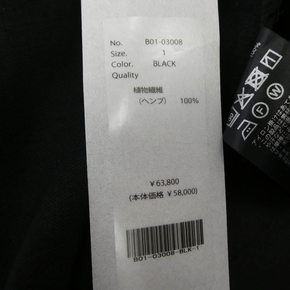 COMOLI コモリ 25SS B01-03008 カナパ ドローストリング パンツ ブラック系 1【新古品】【未使用】【中古】