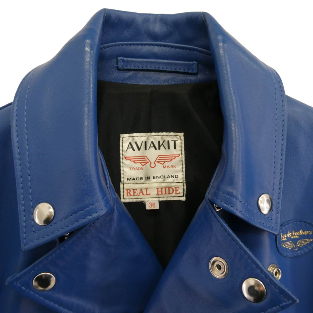 Lewis Leathers ルイスレザー 402 LIGHTNING ホースハイド ライトニング ダブル ライダース ブルー ブルー系 36【中古】