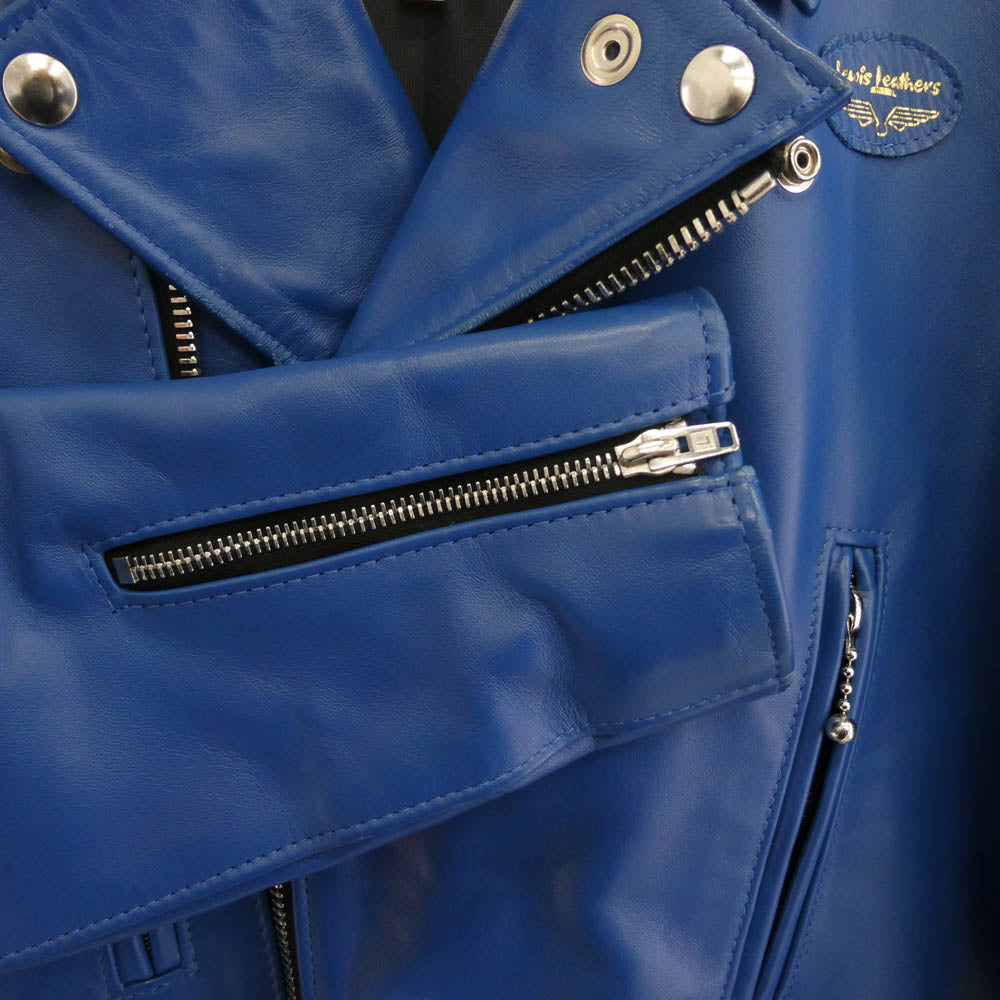 Lewis Leathers ルイスレザー 402 LIGHTNING ホースハイド ライトニング ダブル ライダース ブルー ブルー系 36【中古】