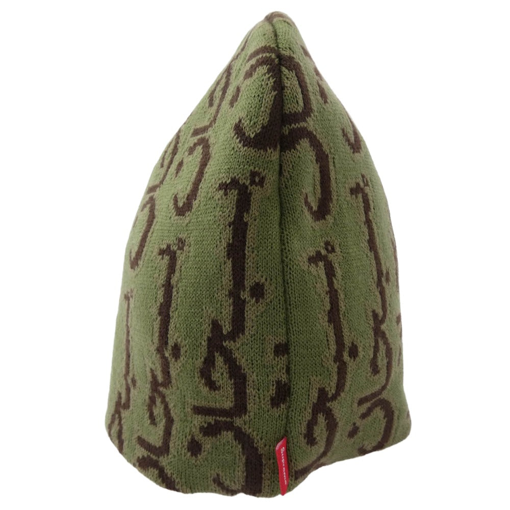 Supreme シュプリーム Arabic Jacquard Beanie アラビック ジャカード ニット キャップ モスグリーン系【極上美品】【中古】