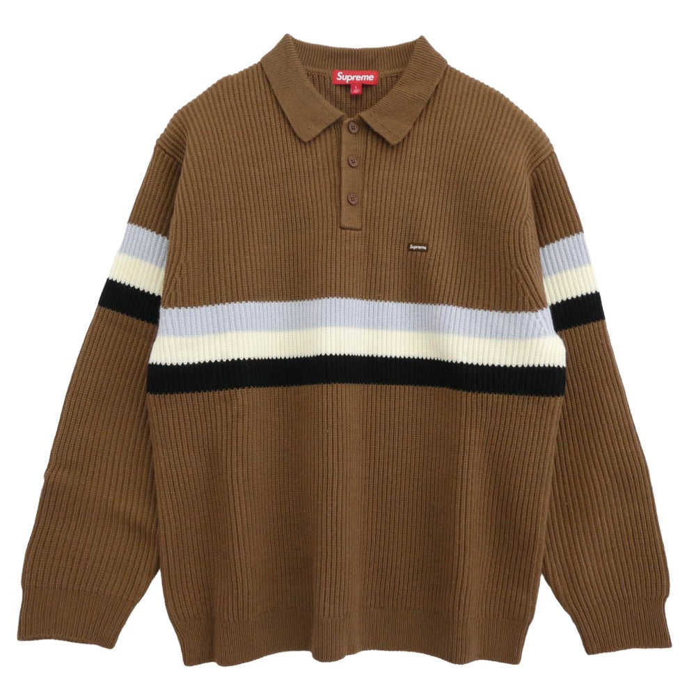 Supreme シュプリーム 23AW Small Box Polo Sweater スモール ボックス ポロ セーター ニット ブラウン系 L【極上美品】【中古】