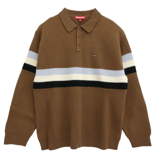 Supreme シュプリーム 23AW Small Box Polo Sweater スモール ボックス ポロ セーター ニット ブラウン系 L【極上美品】【中古】