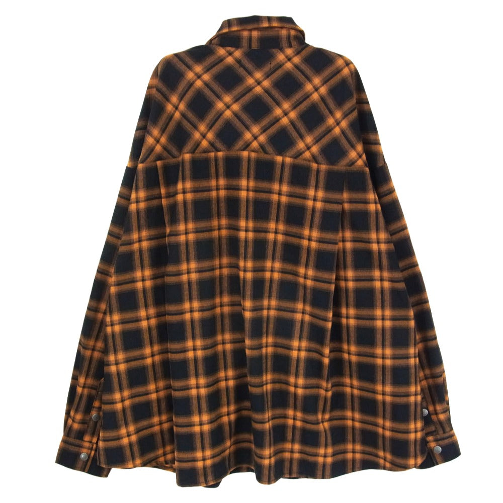 glamb グラム GB0423/SH04 4XL Check SH フォーエックスエル チェック 長袖 シャツ オレンジ系 M【中古】