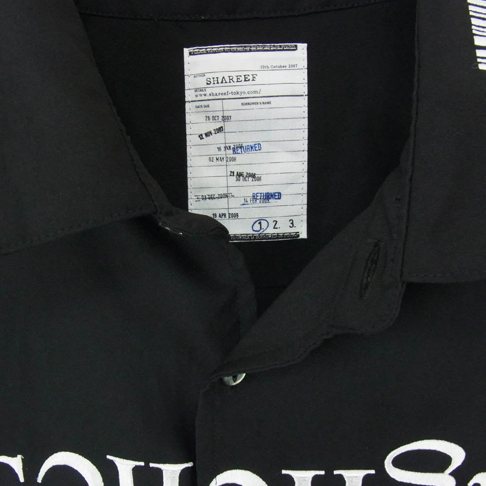 SHAREEF シャリーフ 19313020 fragileness BIG SHIRTS フラジリティ 刺繍 ビッグ 長袖シャツ ブラック系 1【中古】